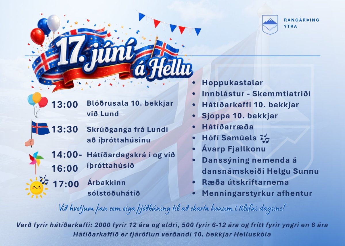 Hátíðardagskrá 17. júní á Hellu