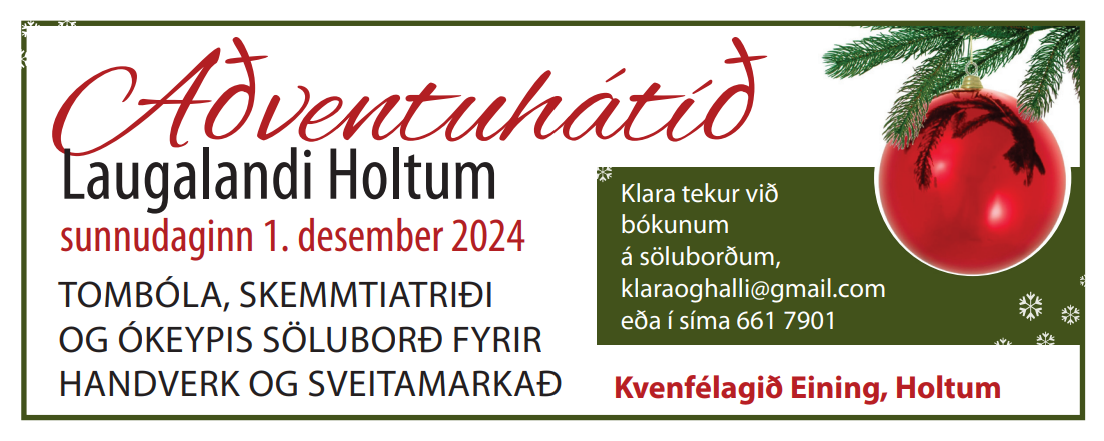 Aðventuhátíð 1. desember að Laugalandi