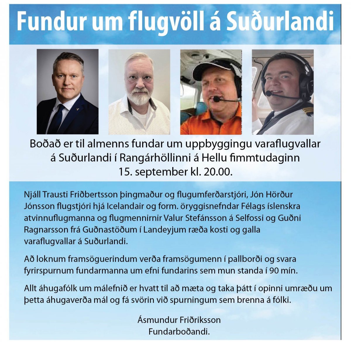 Fundur um flugvöll á Suðurlandi