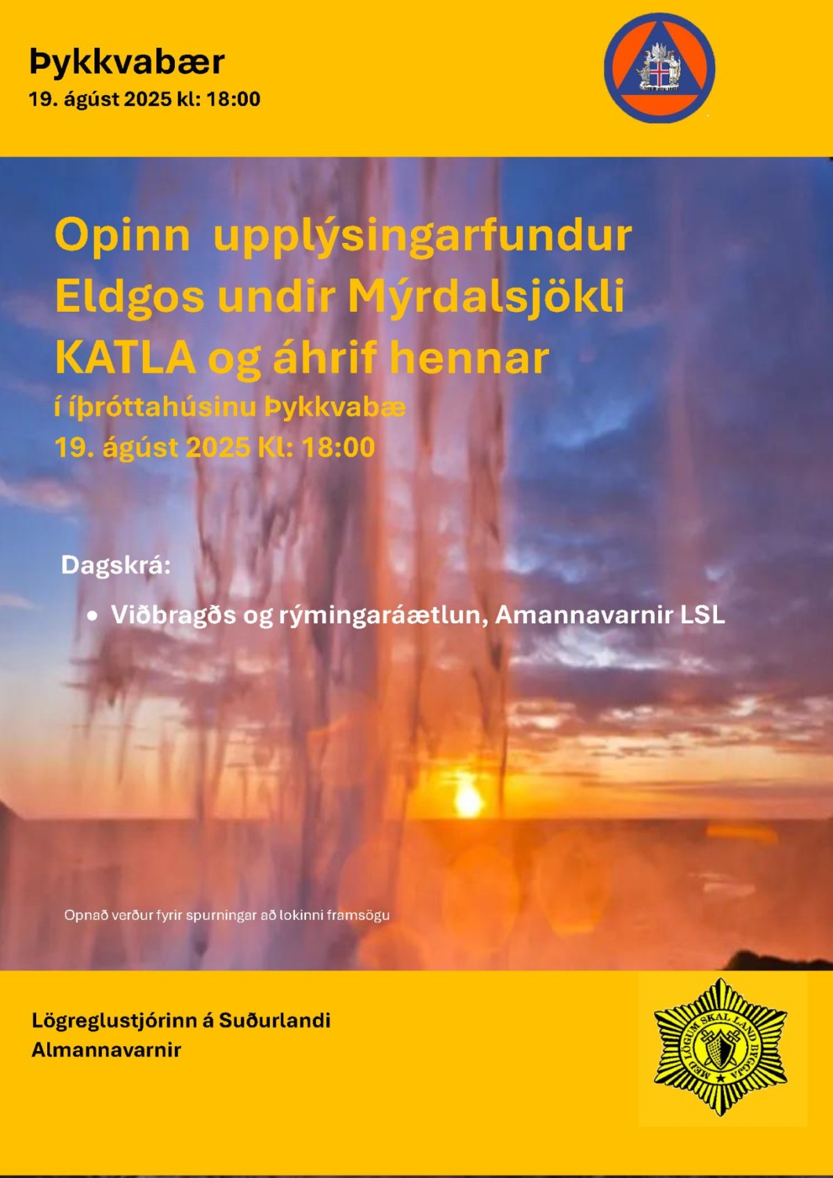 Íbúafundur í Þykkvabæ 19. ágúst