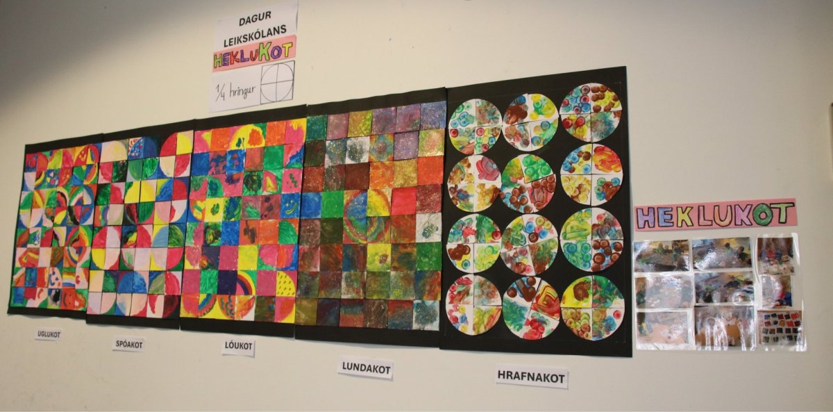 Leikskólinn Heklukot sýnir listaverk í Miðjunni