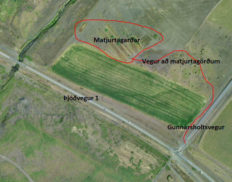 Mynd sem sýnir staðsetningu Matjurtagarðanna