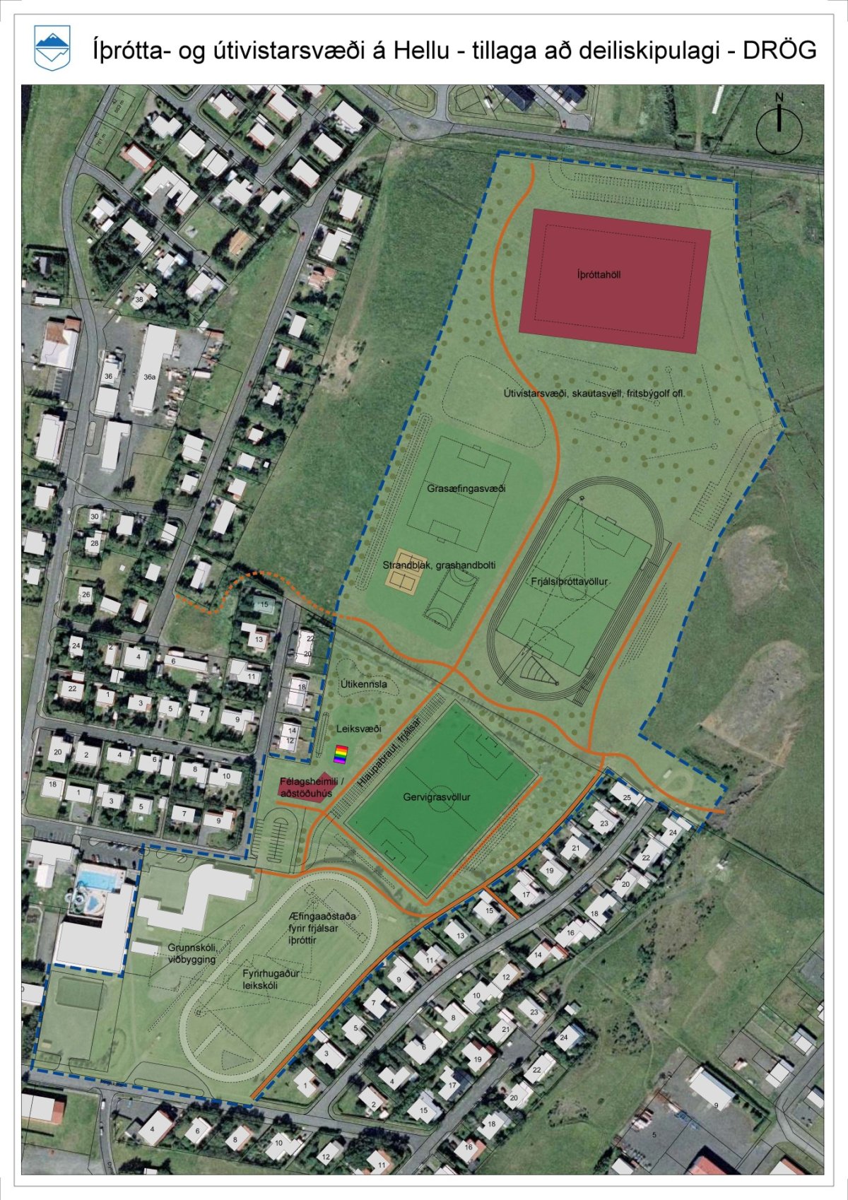 Kallað eftir hugmyndum íbúa um nýtt íþrótta- og útivistarsvæði á Hellu