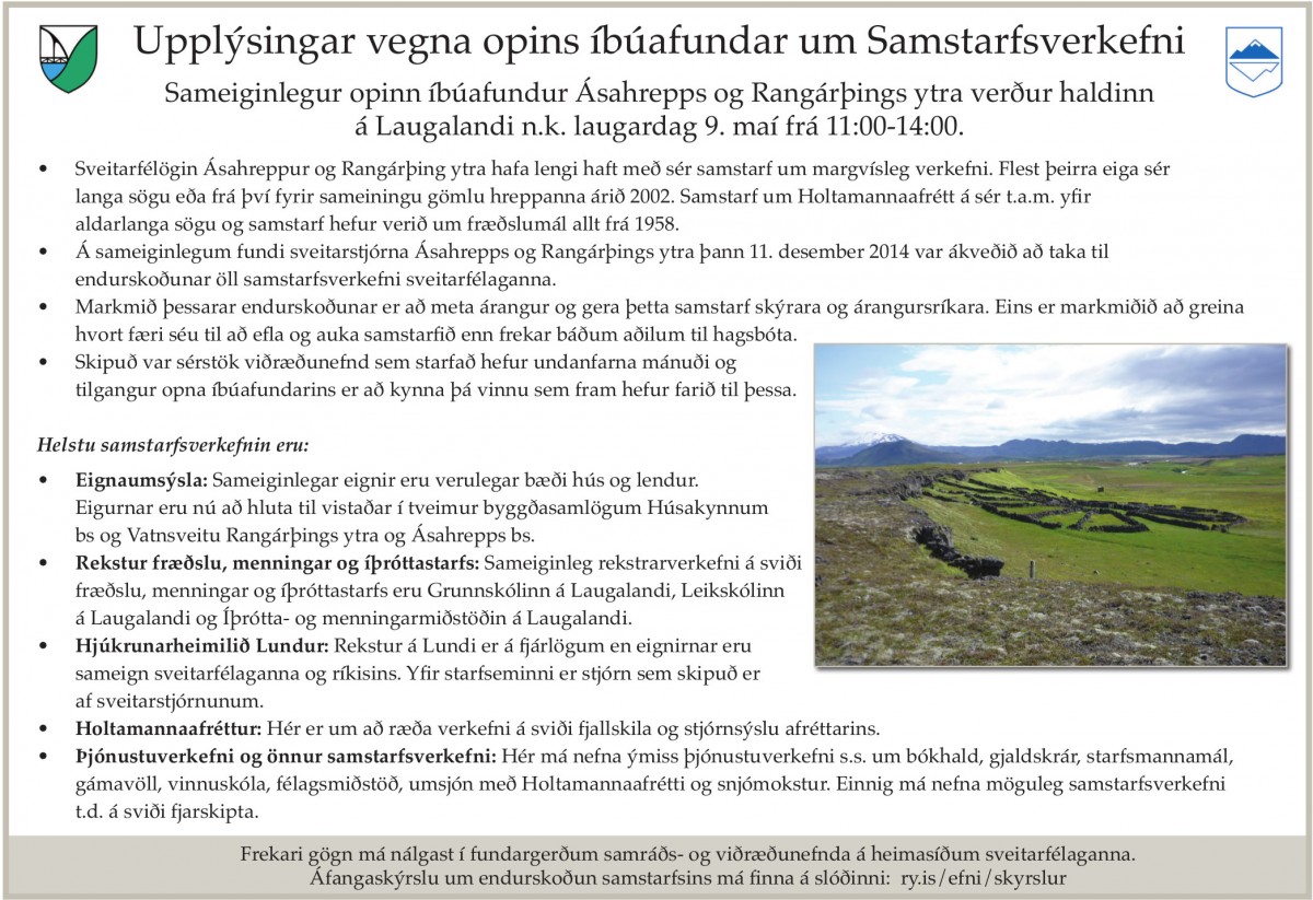 Sameiginlegur opinn íbúafundur Rangárþings ytra og Ásahrepps