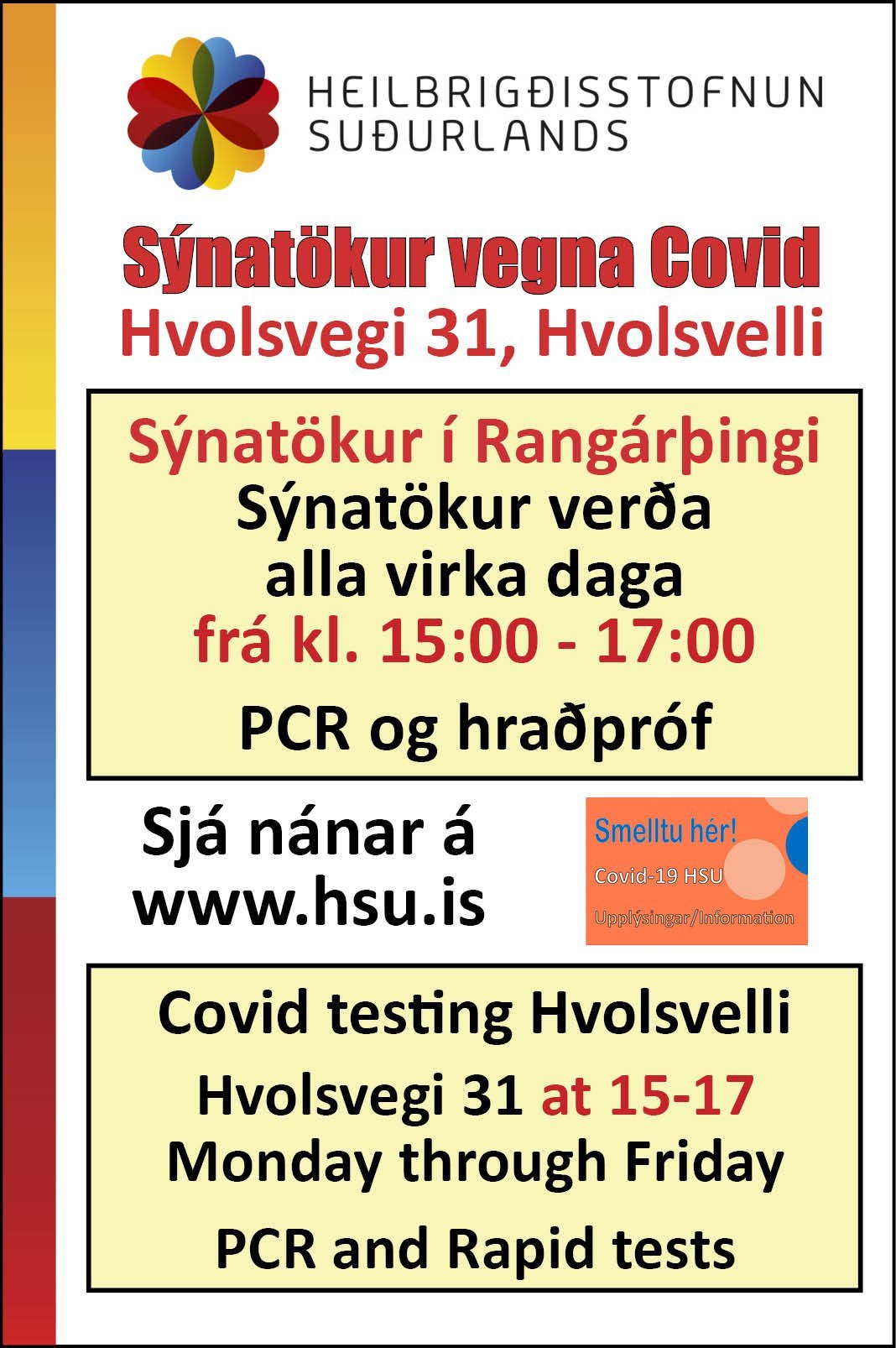 Sýnatökur á Hvolsvelli – PCR og hraðpróf