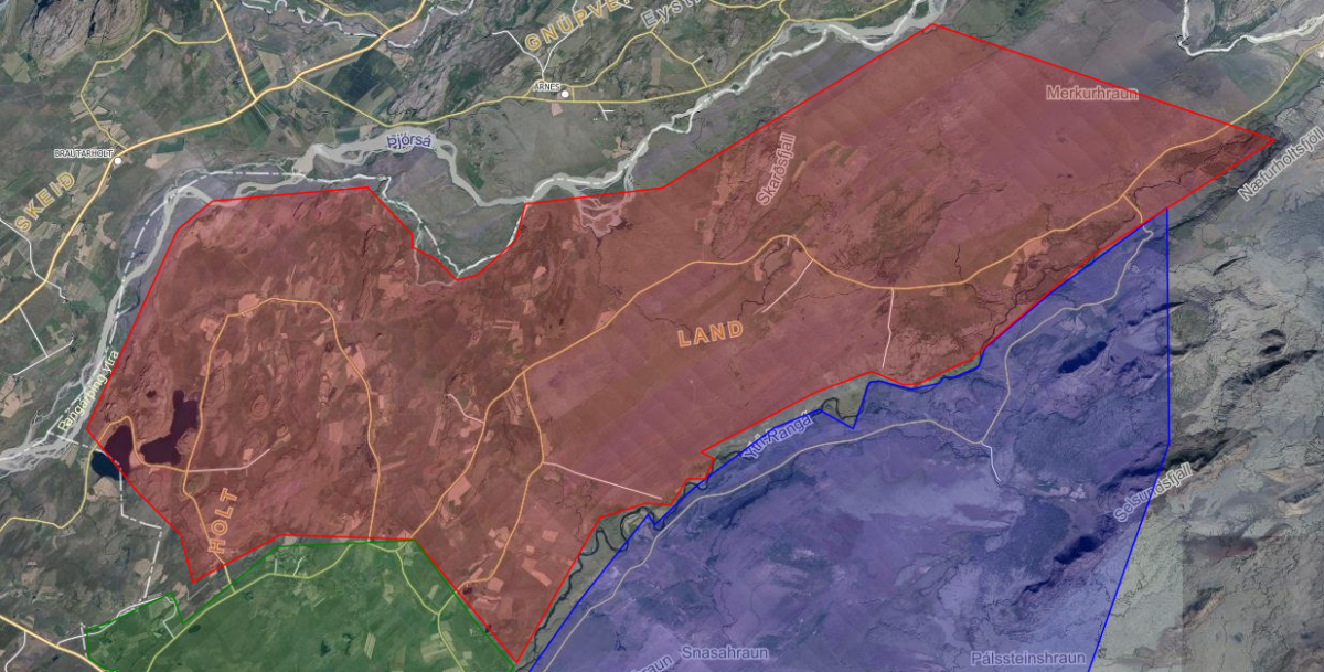 Hreinsunarsvæði 3 er rauðmerkt á myndinni
