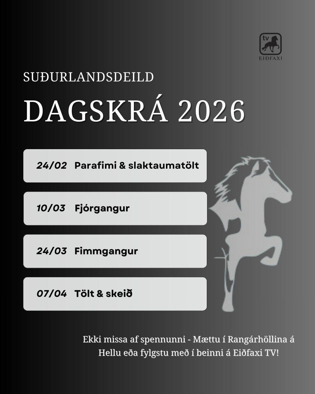 Svona er dagskrá Suðurlandsdeildarinnar 2026