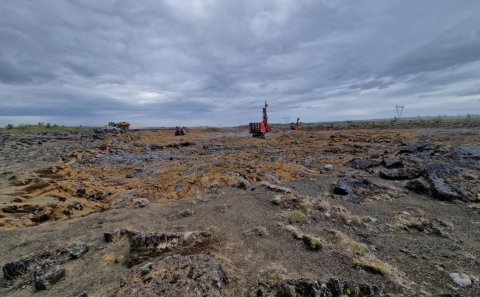 Framkvæmdasvæðið við Vaðöldu, þar sem vindmyllurnar munu rísa