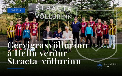 Eiríkur Vilhelm, Tinna og Hreiðar ásamt fulltrúum KFR við undirritun samningsins.