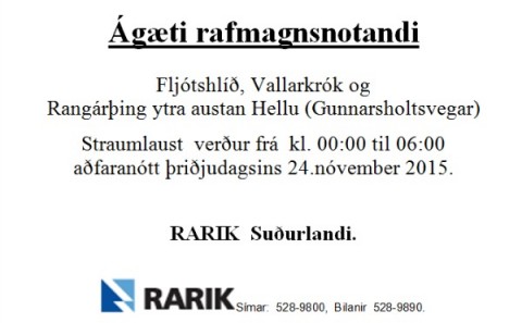 Tilkynning frá Rarik