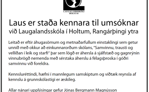 Laus staða kennara við Laugalandsskóla í Holtum