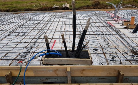 Frá framkvæmdum við íbúðarhús