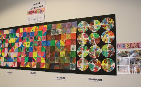 Leikskólinn Heklukot sýnir listaverk í Miðjunni