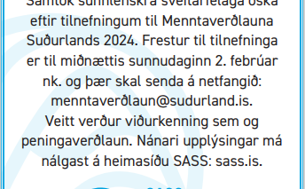 Menntaverðlaun Suðurlands - óskað eftir tilnefningum