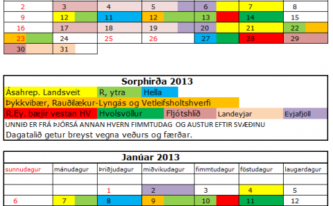 Breytingar á sorphirðu um jólin