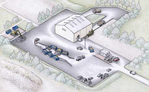 Myndin sýnir gámavöllinn á Strönd.