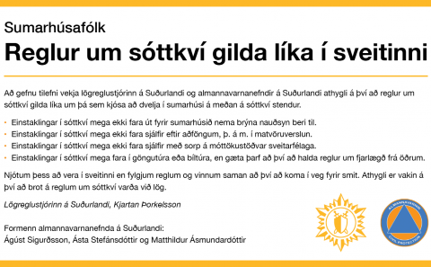 Sumarhúsafólk - Reglur um sóttkví gilda líka í sveitinni