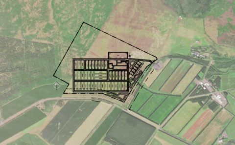 Uppdráttur af umfangi svæðisins í landi Gunnarsholts